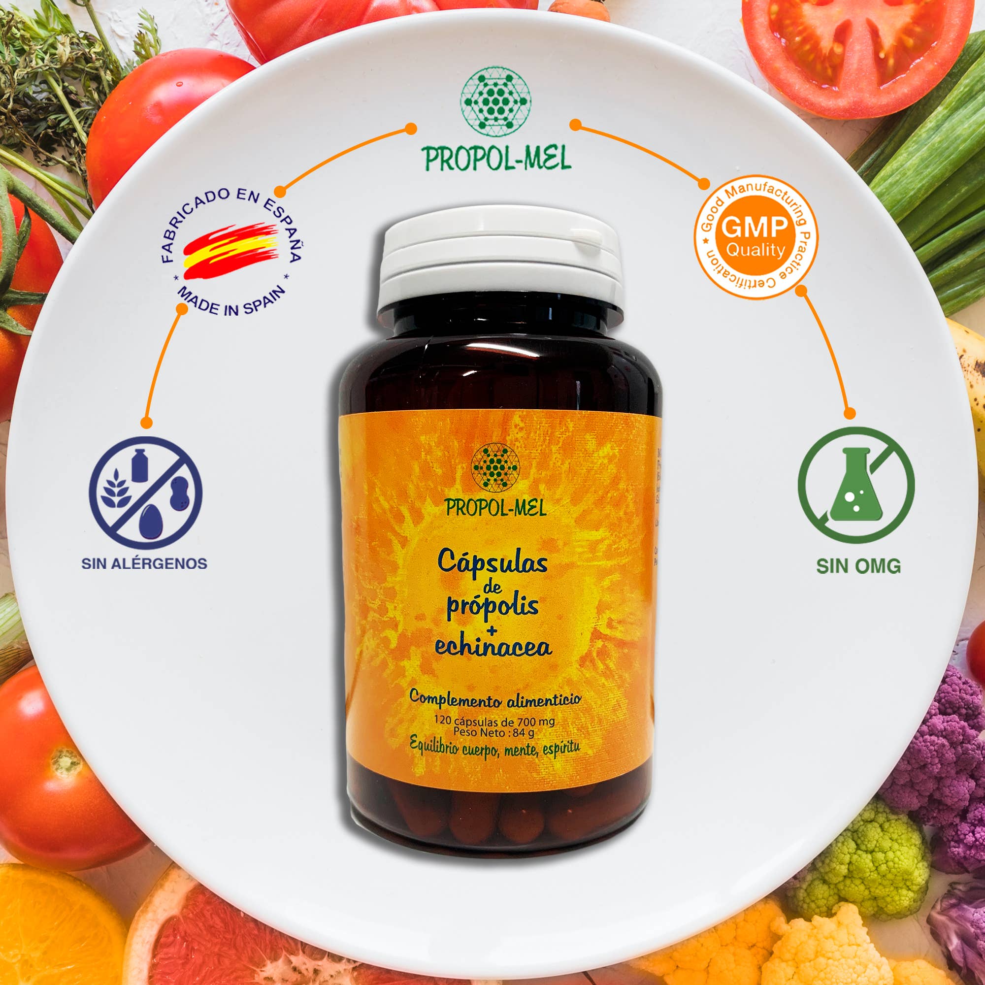 Nadiprana SL – Großhandel Nahrungsergänzungsmittel/Vitamin zum Einnehmen – Propolis- und Echinacea-Kapseln, 500 mg, 120 Stück3
