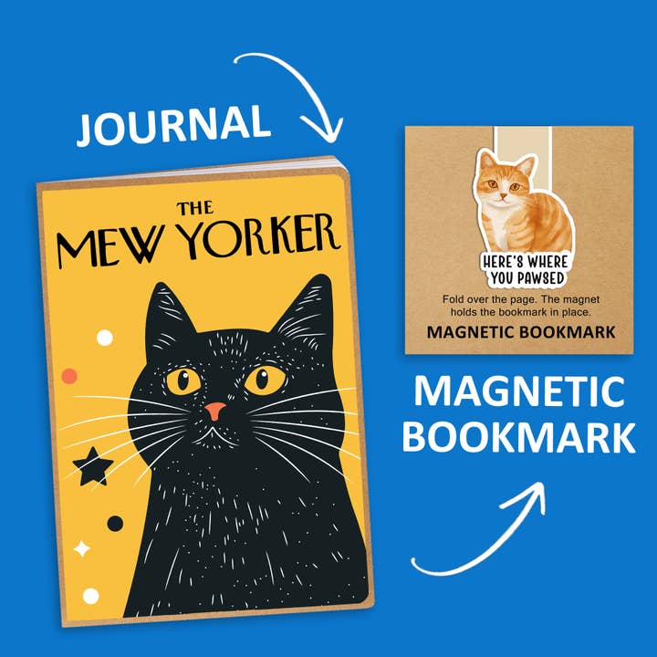 Coastal Creators of Connecticut - Wholesale Journal/Diary - The Mew Yorker Cat Journal w/ Magnetic Bookmark (Packaged)