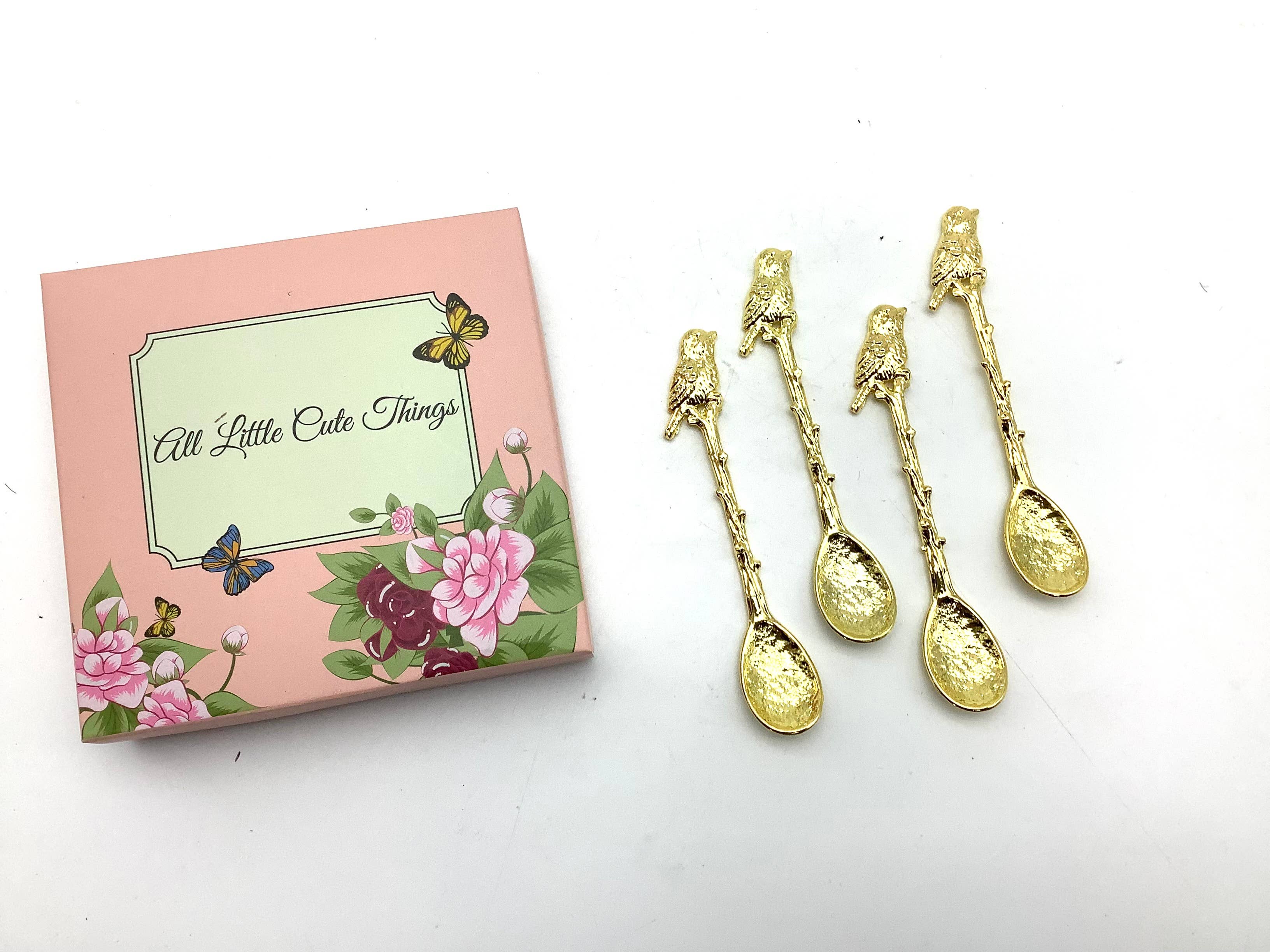 All Little Cute Things - Wholesale Table Spoon (Cutlery) - Gold plated spoon with Bird Handles Gift Box Tea Coffee1