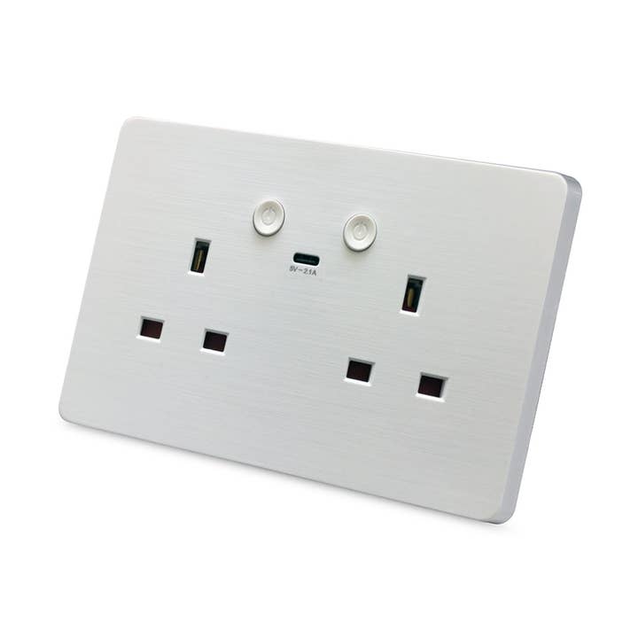 Presa a muro doppia WiFi intelligente 13A di ENER-J con controllo tramite app, timer individuali, pulsanti a LED e ricarica USB 2.1A, presa di corrente doppia bianca per automazione domestica e ufficio. per la vendita all'ingrosso da parte di ENER-J