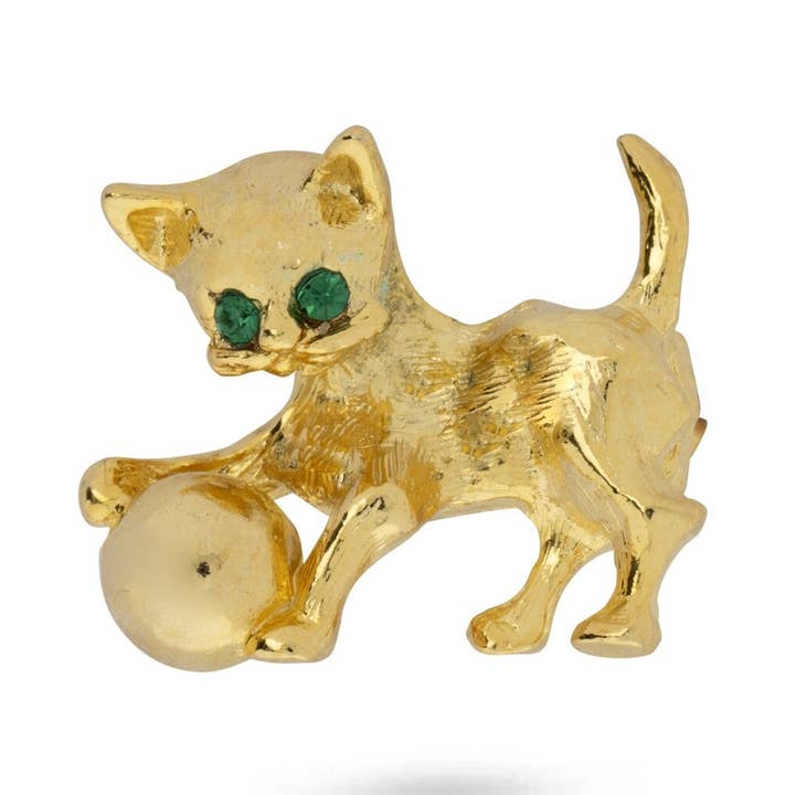 Broche Chaton Vintage en Or pour la vente par Gold Trip