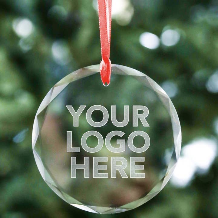 Custom Logo Ornament - Etched Crystal Christmas Ornament for wholesale by The Lillie Pad