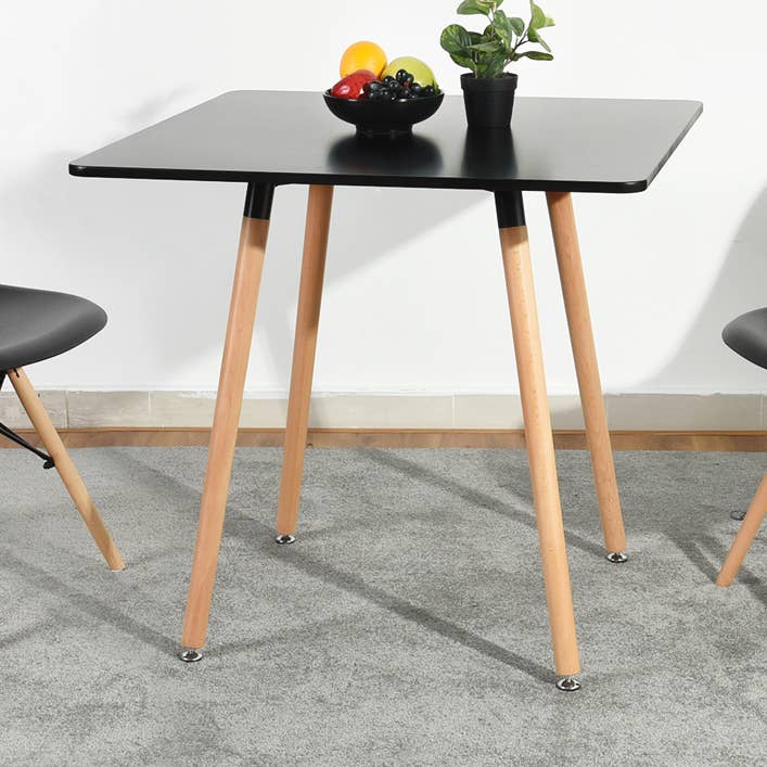 Modern 31.5in Square Dining Table with Wooden Legs-Black for wholesale by 39F Inc.