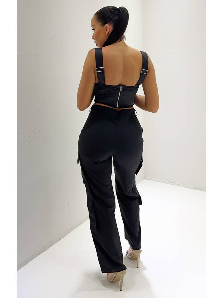 Femme Luxe - Wholesale Corset - Women's - Black Satin Cup Detail Sweetheart Corset Top - Maci