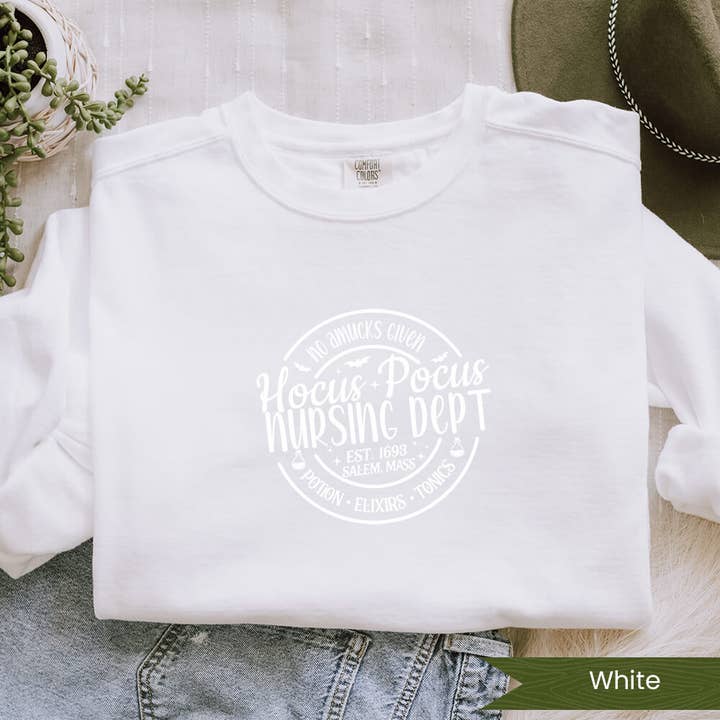 Hocus Pocus Nursing Dept White for wholesale by Wildflower Apparel Co.