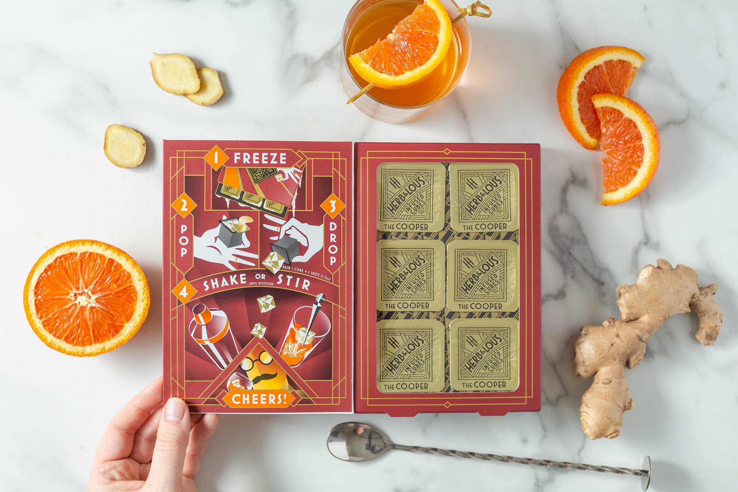 Herb & Lou's - Venta al por mayor Preparado/sirope para cóctel - Mezcladora de cócteles Old Fashioned de color naranja sangre, paquete de 6 cubos2