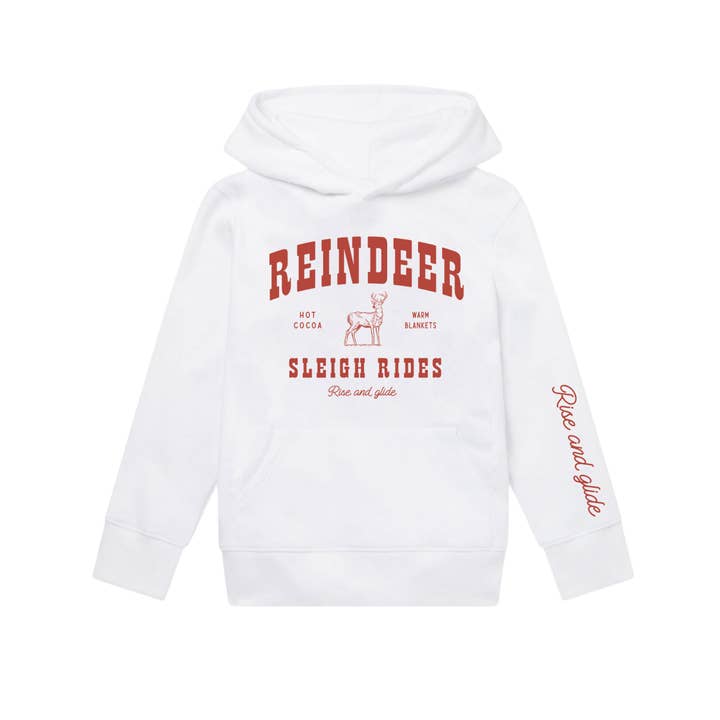 Port 213 - Wholesale Hoodie - Kids - Kids Christmas White Reindeer Sweatshirt-Girls, Boys