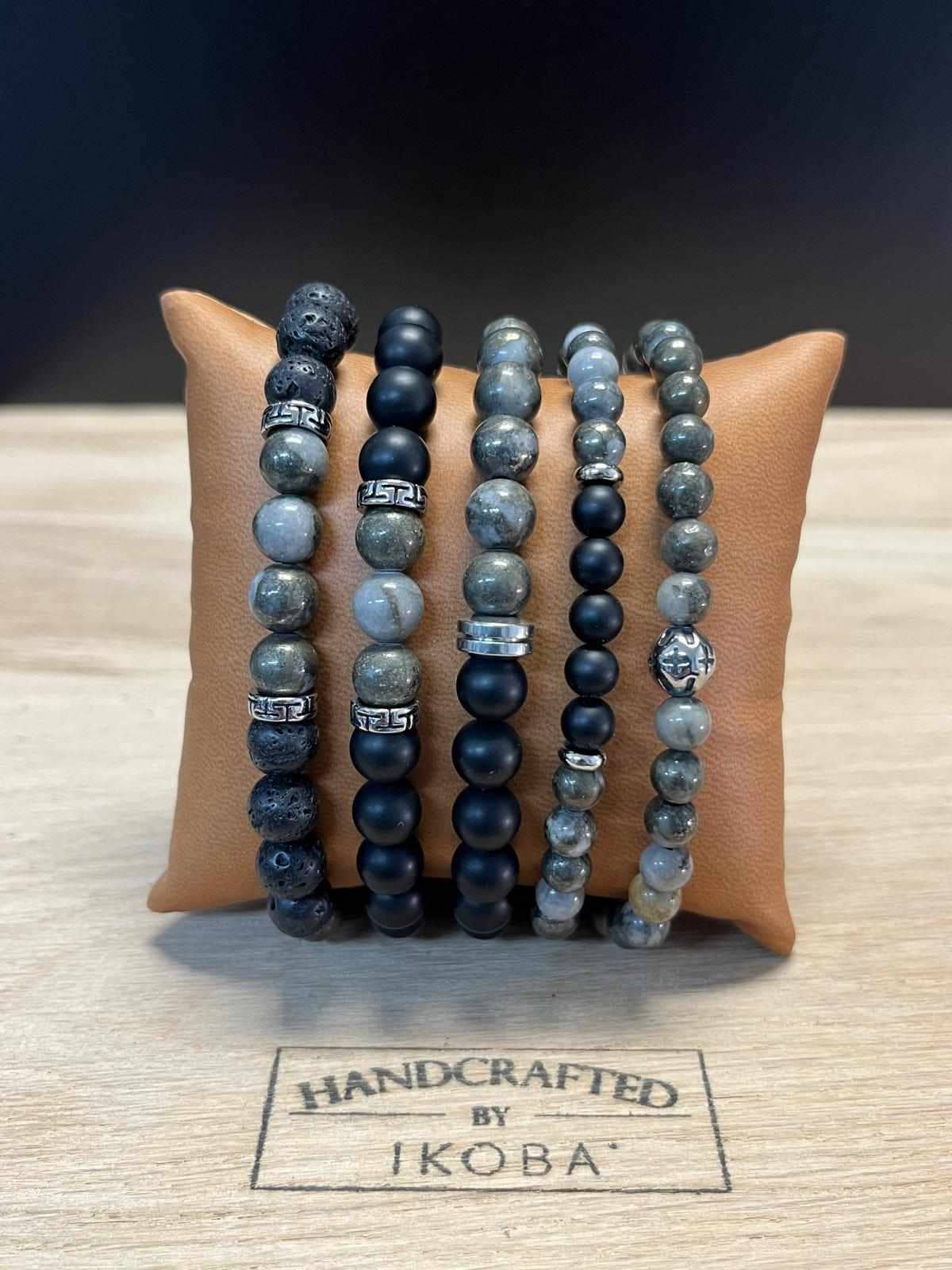 IKOBA - Wholesale Jewelry Set - SET OF 5 MEN'S BRACELETS WITH NATURAL STONES.9