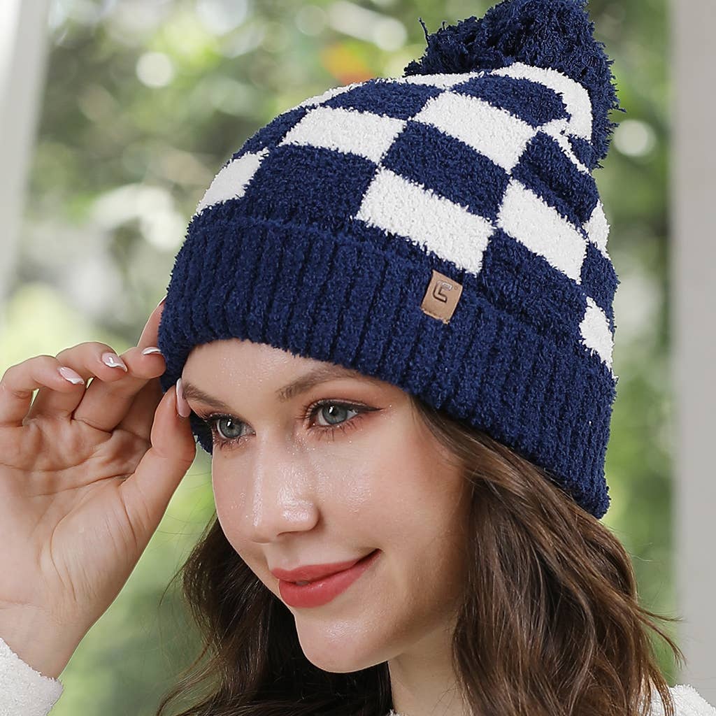 Fashion City - Vente Bonnet – femme - Bonnet à pompon à motif à carreaux Buffalo11