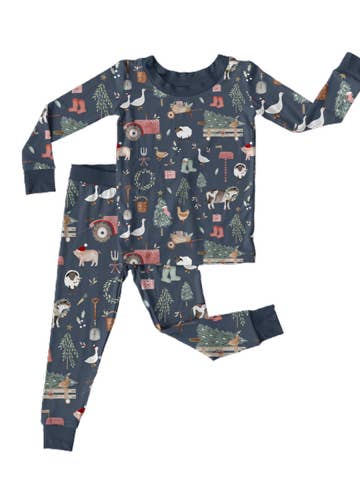 Juego largo de 2 piezas de bambú CHRISTMAS AT THE FARM para venta al por mayor de Ducky Dreams