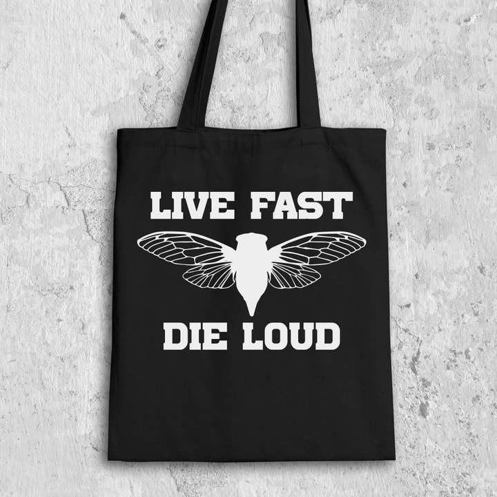 Cicadas Black Canvas Tote Bag for wholesale by Awesome by Jenna