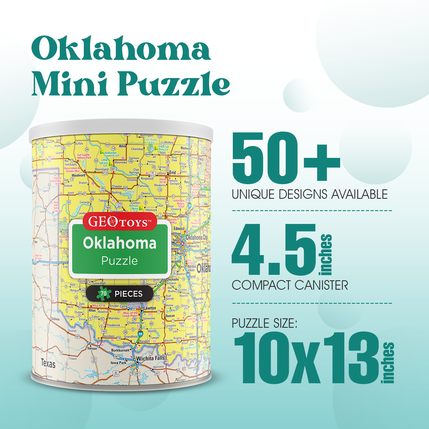 Geotoys - Wholesale Puzzle - Kids - Geotoys 70-piece Mini Puzzle - Oklahoma1