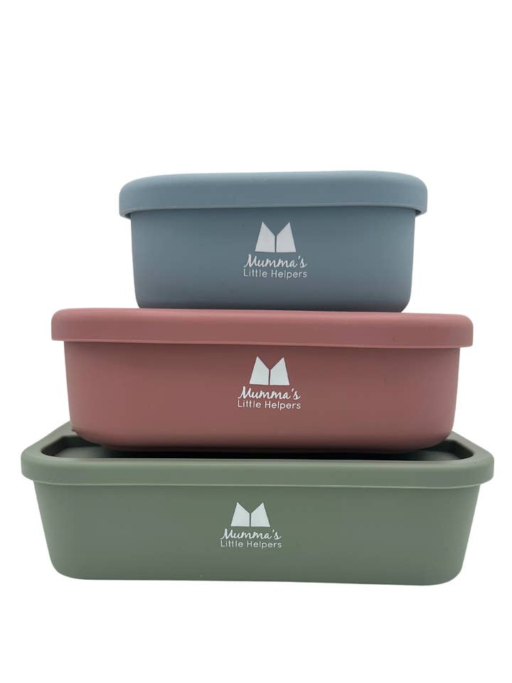 Paquete completo de loncheras Bento de silicona para todo el día para venta al por mayor de Mumma's Little Helpers