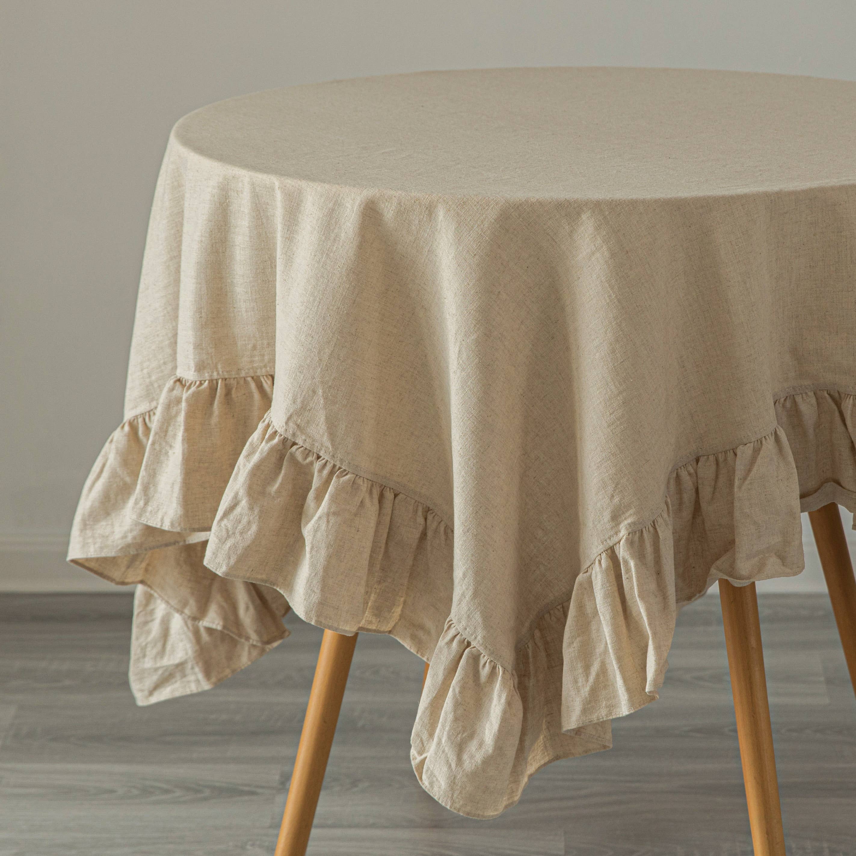 Quickway Imports - Wholesale Tablecloth - Deerlux 100% Pure Linen Washable Tablecloth with Ruffle Trim24