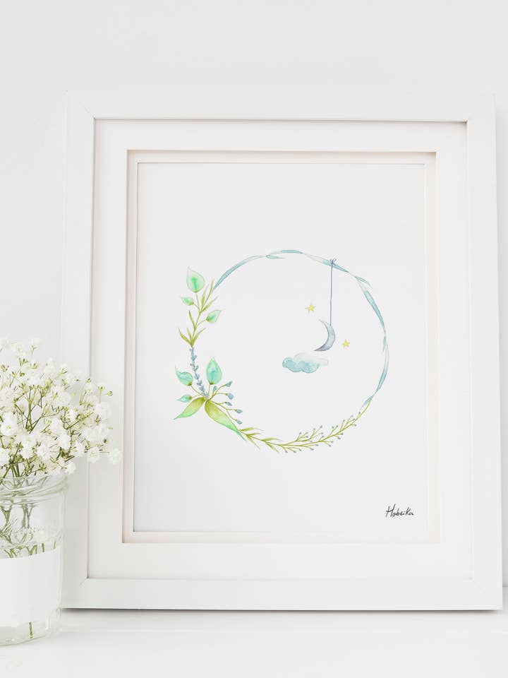 Moon Wreath, Art Print for wholesale by Hobeika Art