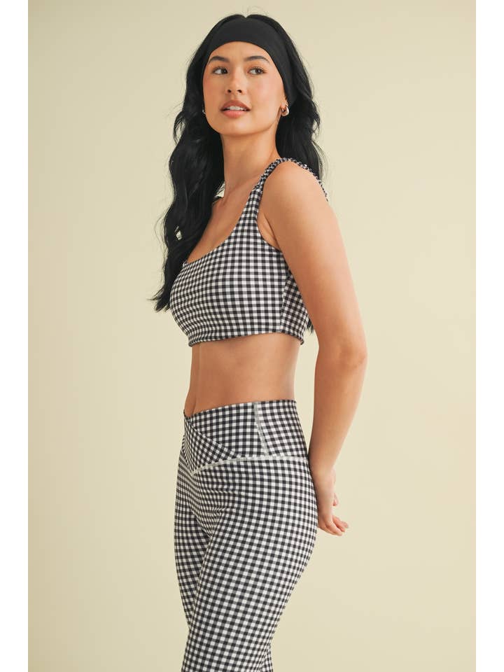 KIMBERLY C - Wholesale Sports Bra - Women's - Gingham Print Ruched Bra Top52