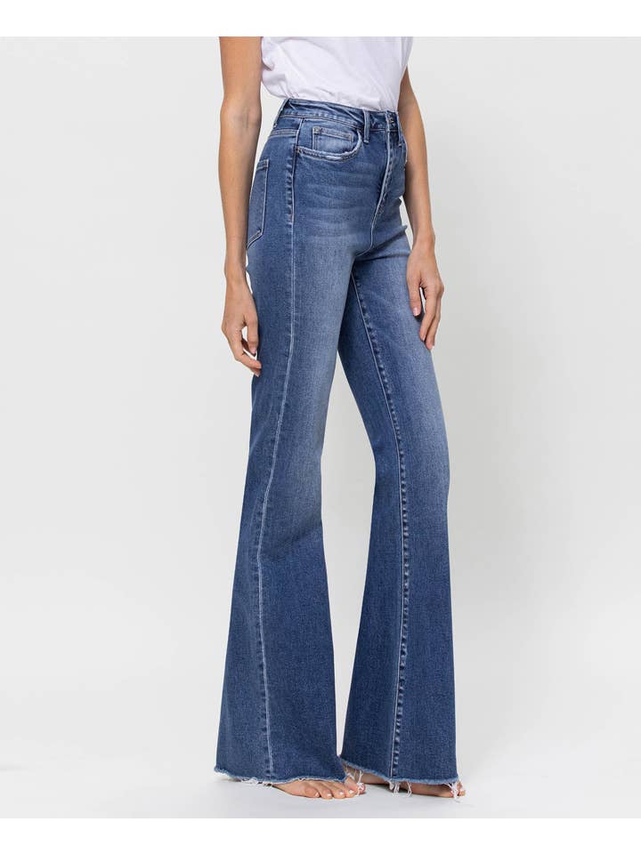 LINE IS BLUE SUPER HIGH RISE RELAXED FLARE JEANS F4511 for wholesale on Faire