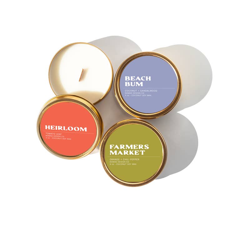 Nomad Design Co - Wholesale Travel candles - Beach Bum Travel Tin Candle1