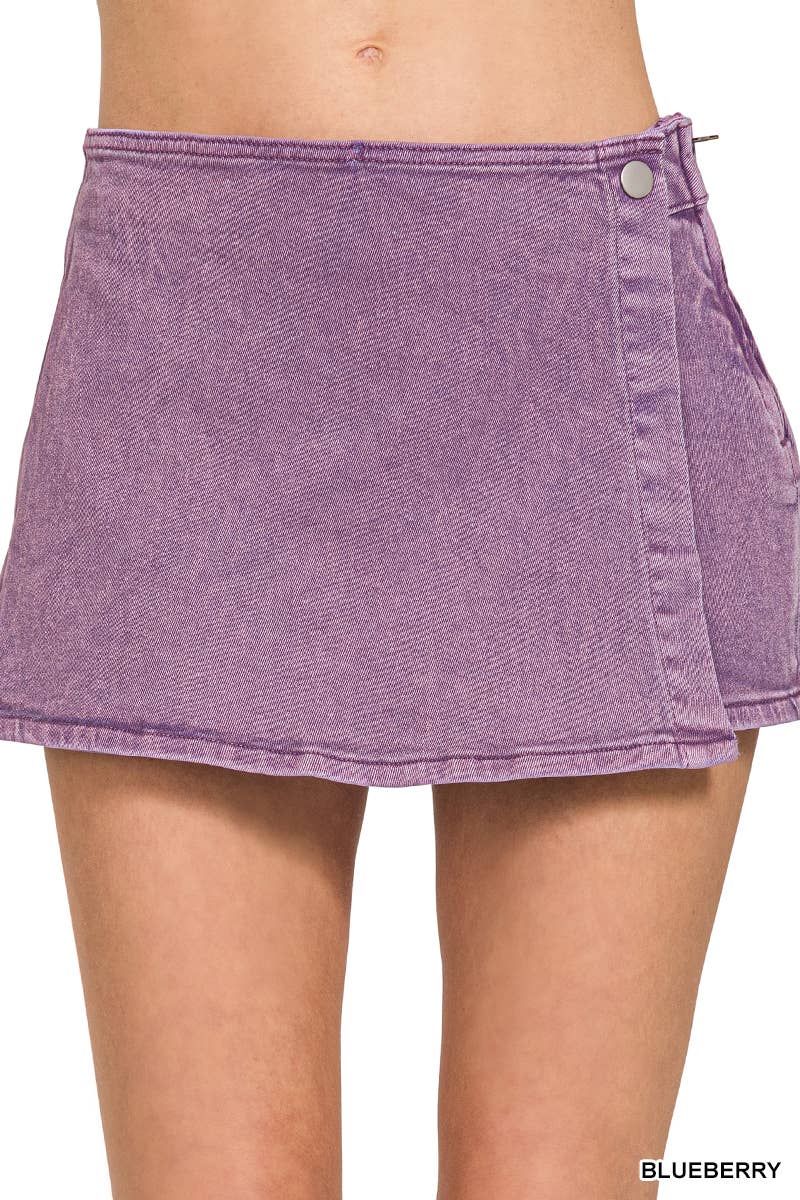 42POPS - Vente Jupe-short – femme - Jupe-culotte en denim à boutons-pression0