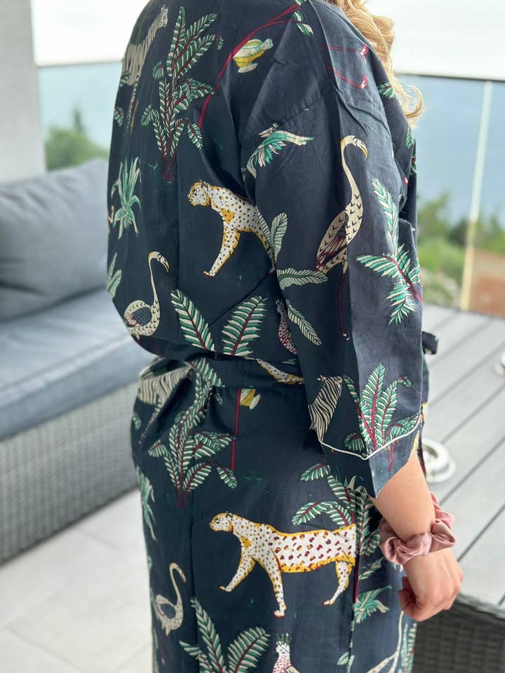 HausLife - Wholesale Robe - Women's - Jungle Print Cotton Kimono Dressing Gowns (6 Colours)