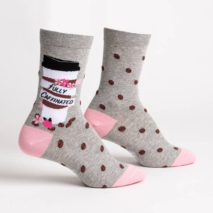 Fully Caffeinated Crew Socks for wholesale by Sock it To Me