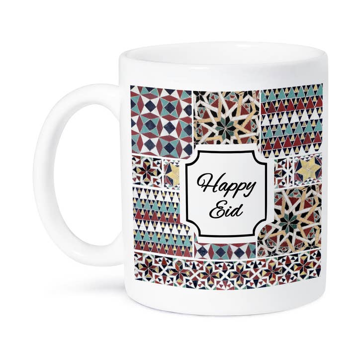 3dRose - Wholesale Coffee Mug - 3dRose, Happy Eid Greeting for Ramadan - Muslim Holiday - Red Turquoise Mosaic, Mug8