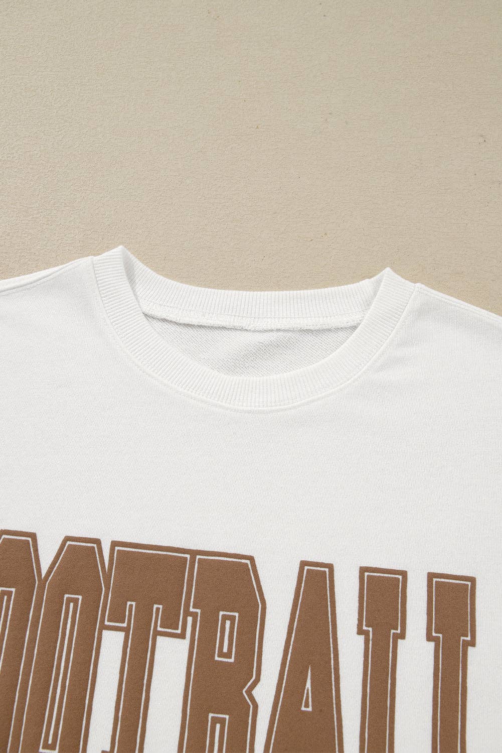 Wit Witte VOETBAL 3D Letter Graphic Crew Neck Sweater voor groothandel op Faire7