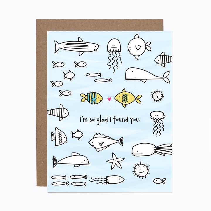 Fish Couple Card for wholesale by carolyndraws