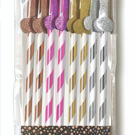 Little Genie Productions - Wholesale Drinking straw - Glitterati Penis Tall Straws2