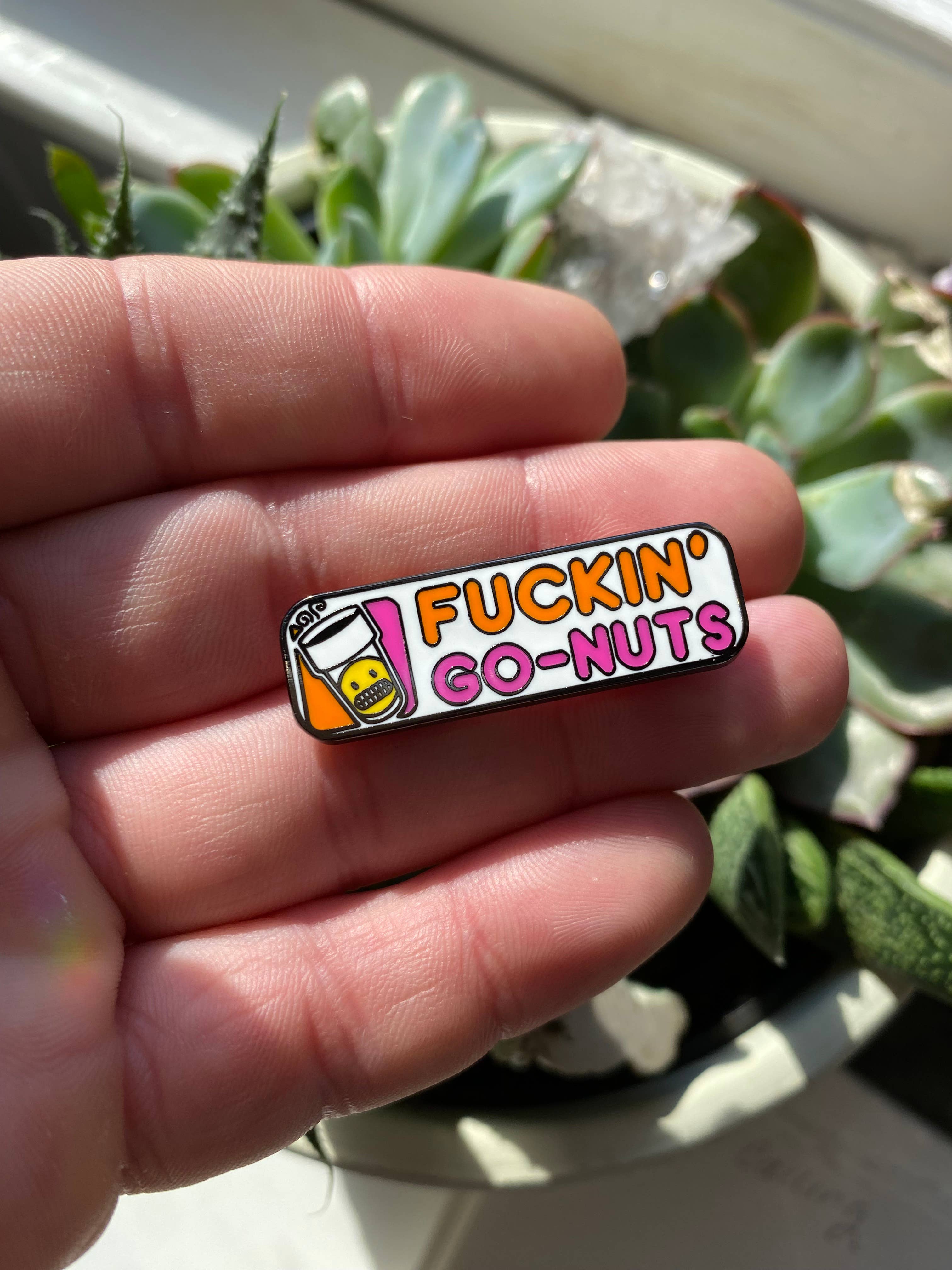 Mushroom Kingdom Pins - Wholesale Lapel Pin/Button - Fucking Go Nuts Pin – 1.5" | Pins For Coffee Lovers