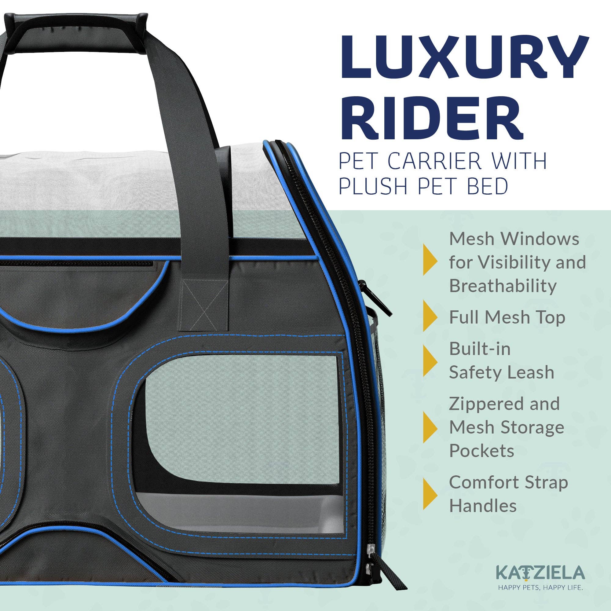 Katziela - Vente Caisse de transport – chat et chien - Sac de transport pour animaux Luxury Rider avec roulettes amovibles - 4 couleurs13