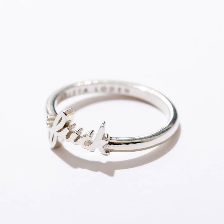 Larissa Loden - Wholesale Band/Stacked Ring - Fuck Script Swear Ring - Sterling Silver, Sizes 4-11