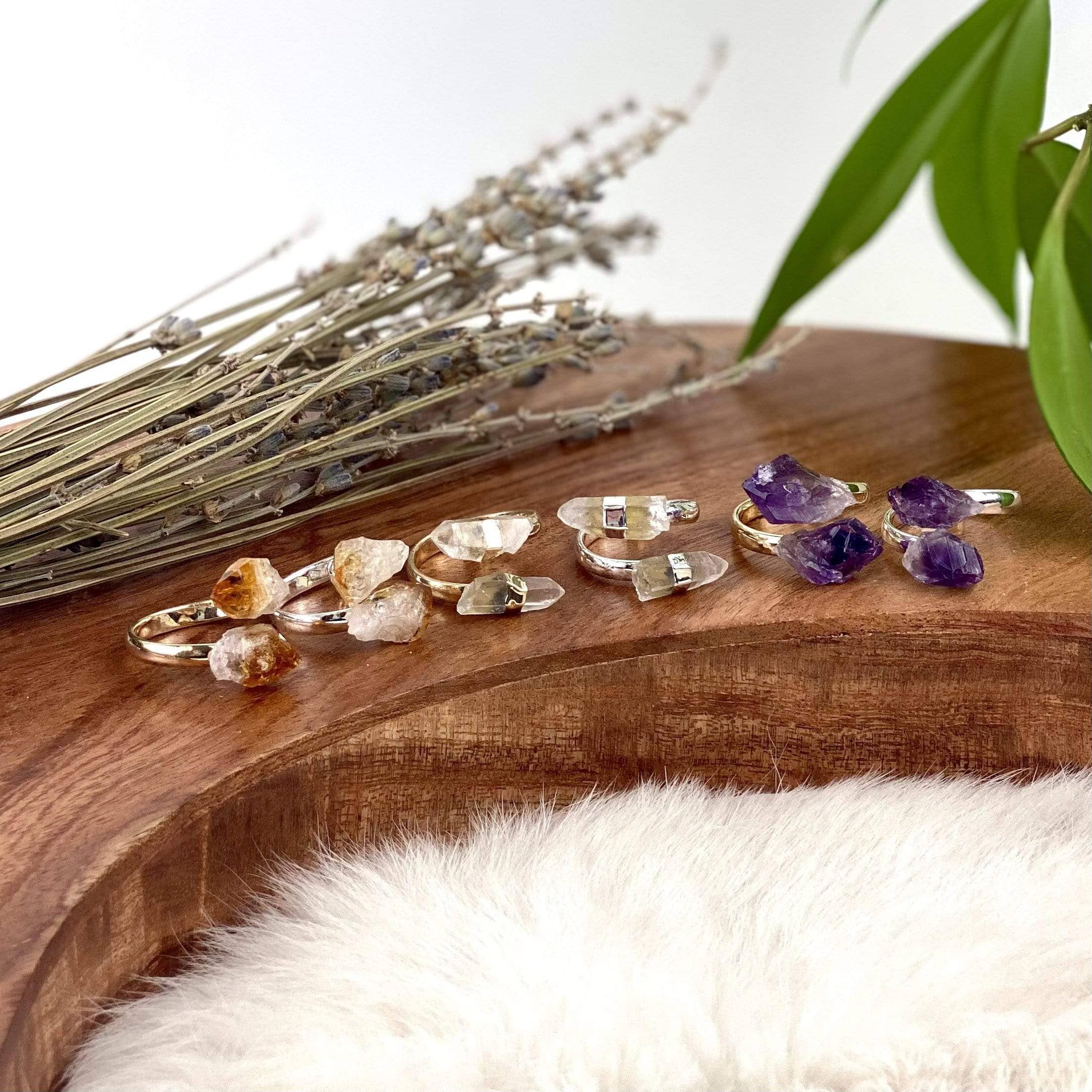 Rock Paradise – wholesale Cocktail/statement ring – Crystal Quartz Double Point Ring Silver/Gold Electroplated2