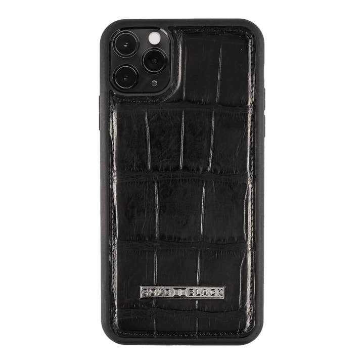 Custodia in pelle per iPhone 11 Pro Max coccodrillo nero per la vendita all'ingrosso da parte di GOLDBLACK