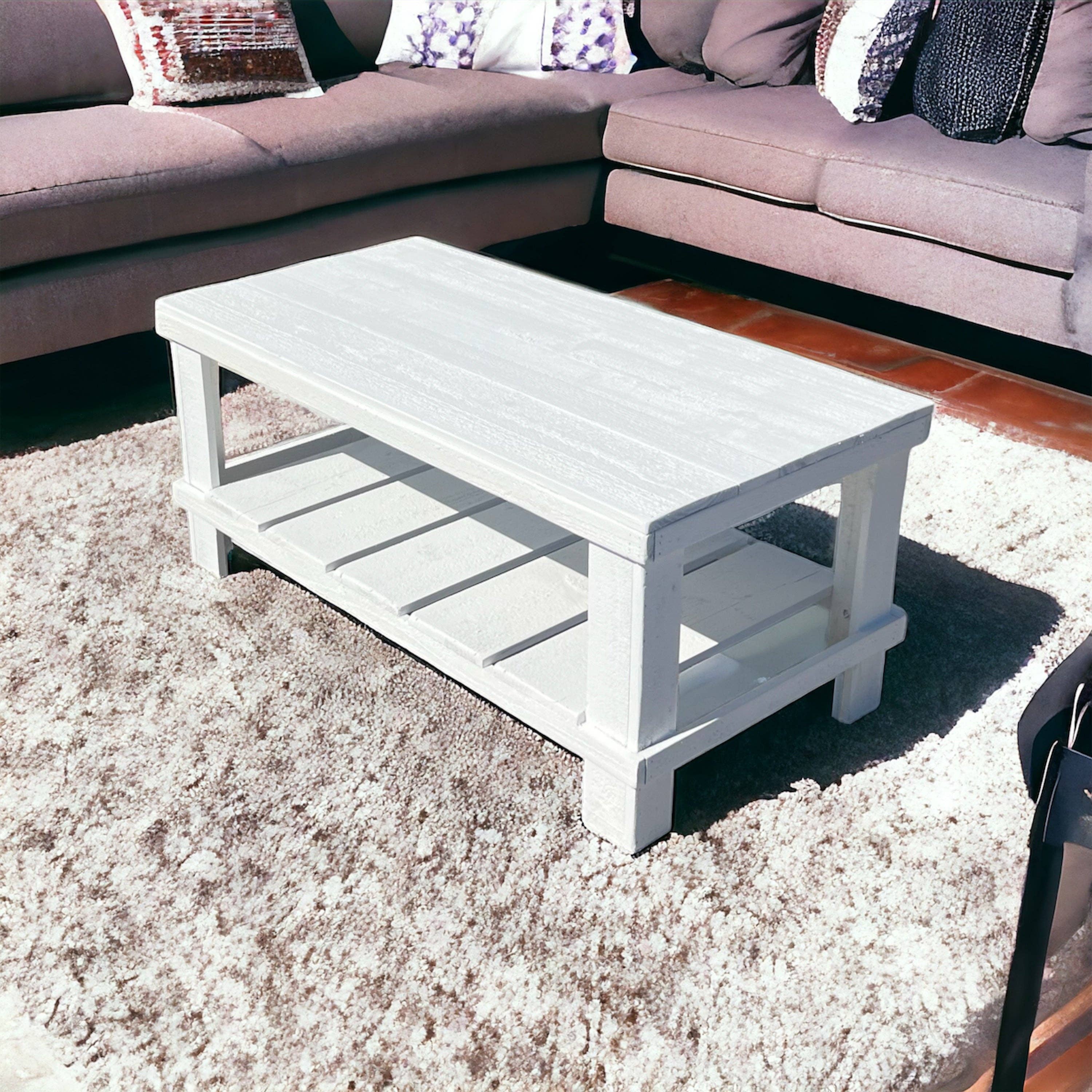 Intrinsic Haven - Wholesale Coffee Table - Farmhouse Rustic Wood Living Room Coffee Table with Shelf8