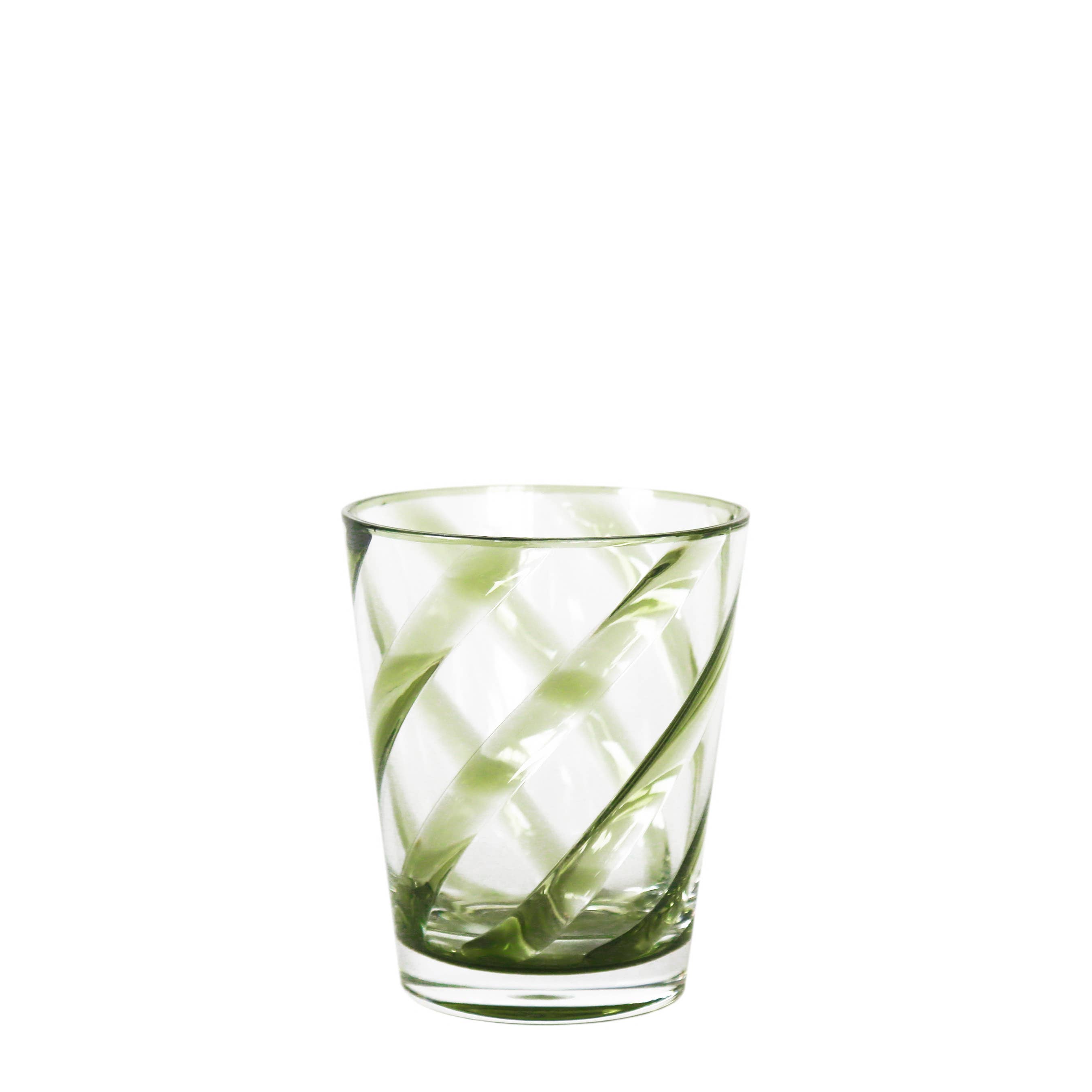 Fiorirà un giardino - Wholesale Drinking Glass/Cup - Green Transparent Spiral Biopolyester Glass D9 H11 cm0