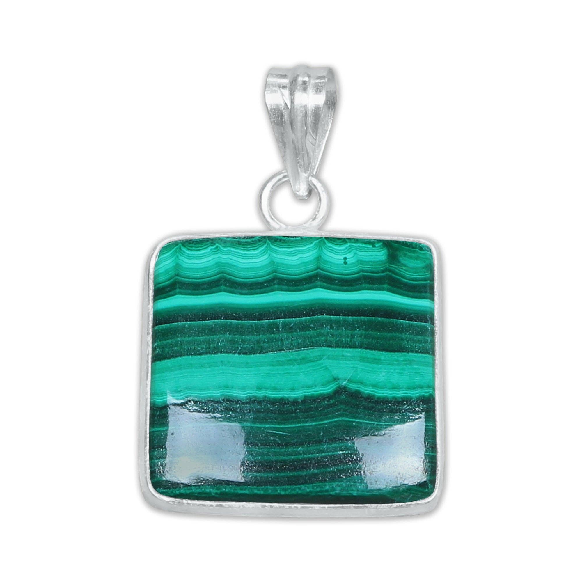 Handmade Jewels - Wholesale Individual Charm/Pendant - Malachite Minimalist Pendants -  Handmade, Silver-Plated, Wholesale13