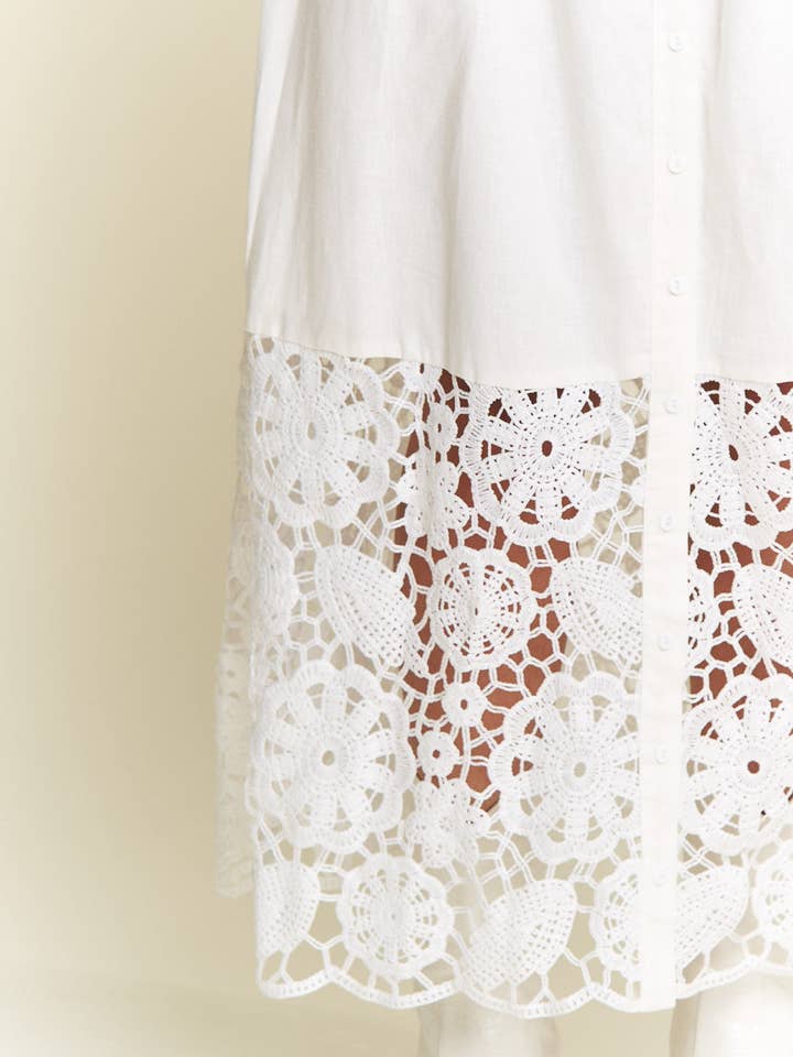 Ivory Lace Detail Button Down Long Skirt for wholesale on Faire