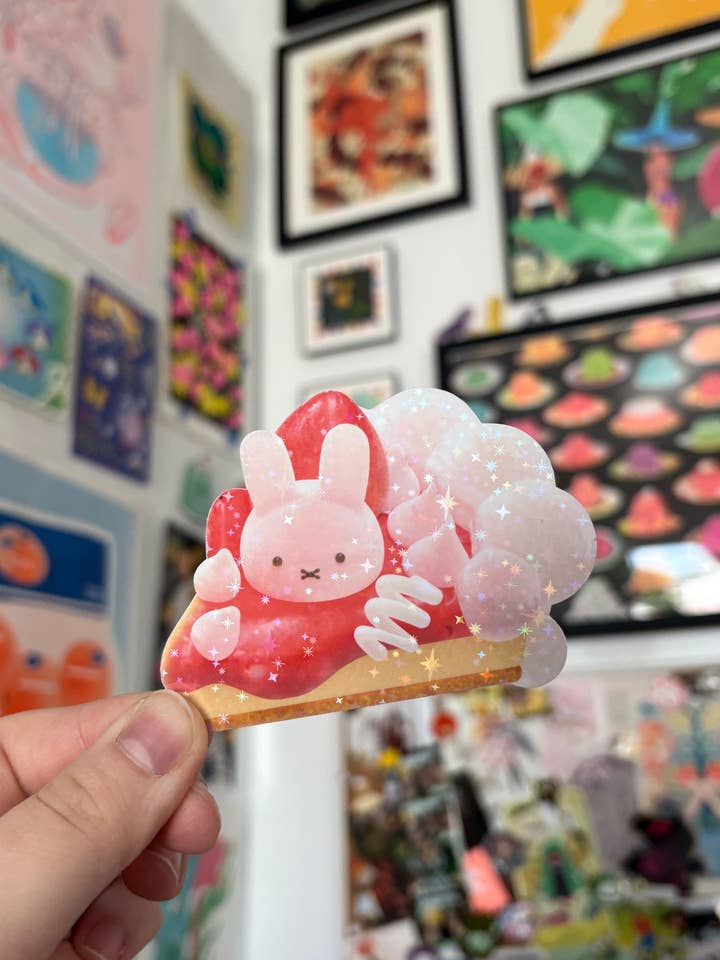Bunny Strawberry Pie Sticker for wholesale by megoogs draws
