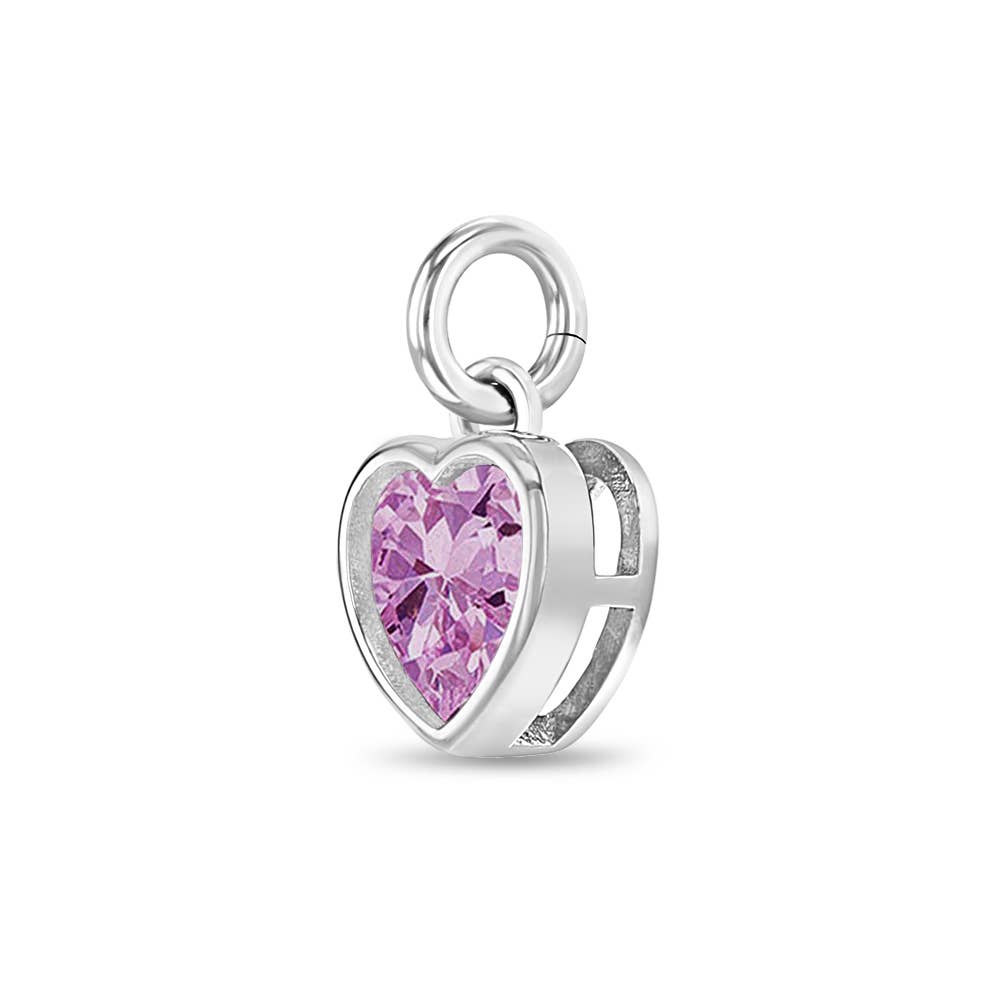 In Season Jewelry – wholesale Individual charm/pendant – Birthstone Heart Charm for Charm Bracelet - Sterling Silver20