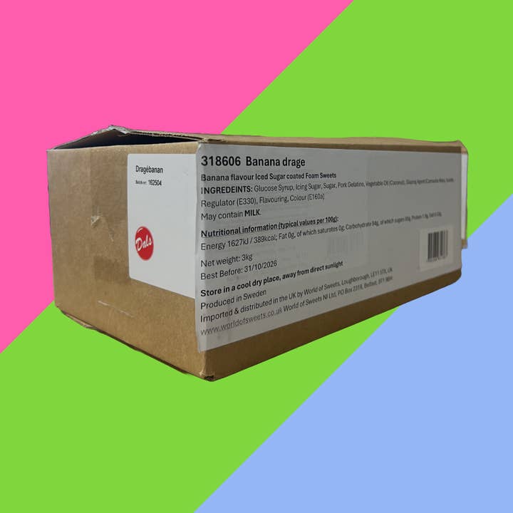 Gaffney's Sweets & Treats Wholesale - Wholesale Boiled sweets - Drage Banana 3kg (Swedish Candy)0