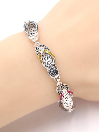 0011 PREMIERE – wholesale Link & chain bracelet – FR2825 Multi-Glitter Crystal AB Flip Flop Filigree Link Br1