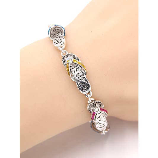 0011 PREMIERE - Wholesale Link & chain bracelet - FR2825 Multi-Glitter Crystal AB Flip Flop Filigree Link Br1