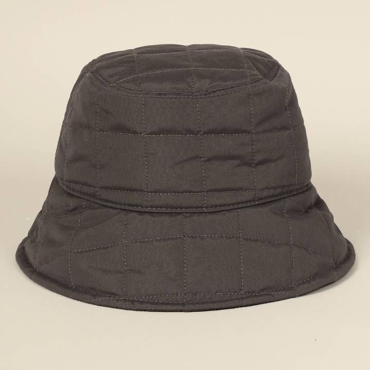 Fashion City - Wholesale Bucket hat – Women's - Plain Color Quilted Warm Bucket Hat10
