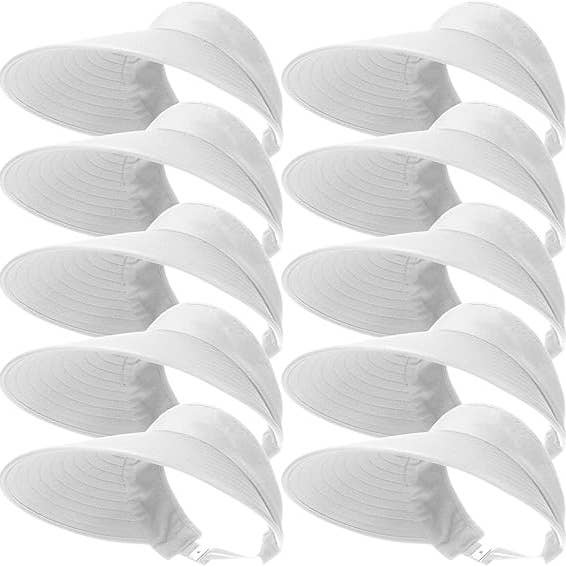 White Sun Visors – Wide Brim Adjustable Summer Hat for wholesale by Crover