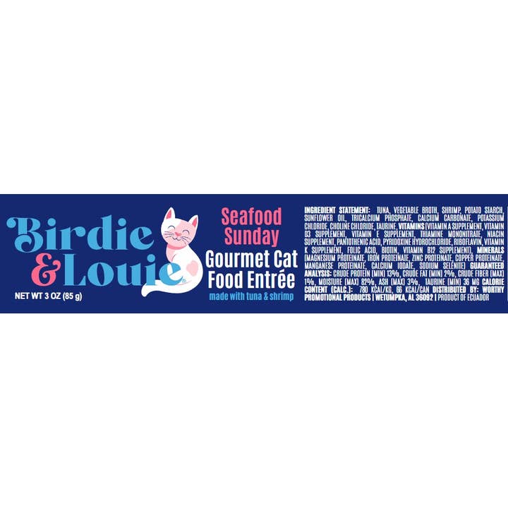 Worthy - Wholesale Pet Food - Cat - Birdie & Louie Tuna and Shrimp Wet Cat Food Case of 12 3oz