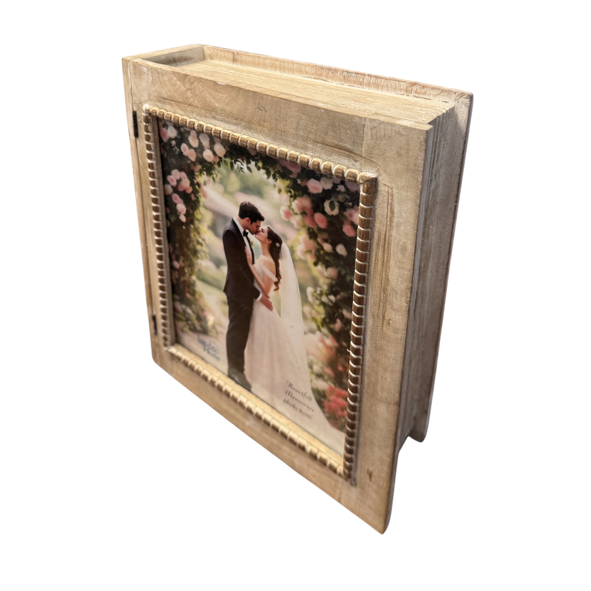 Wilco Home – wholesale Picture frame – Mango Wd Hinged Storage Box with Framed 8x10" Photo Display6