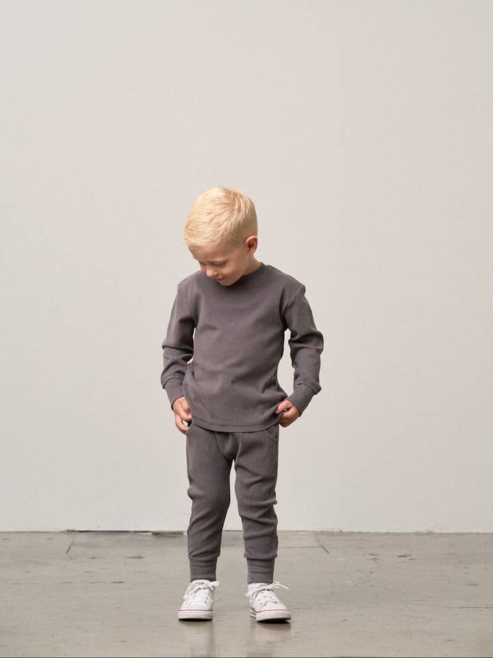 Little Bipsy - Wholesale Lounge Sweatpants/Joggers - Kids - Ribbed Jogger - Graphite1