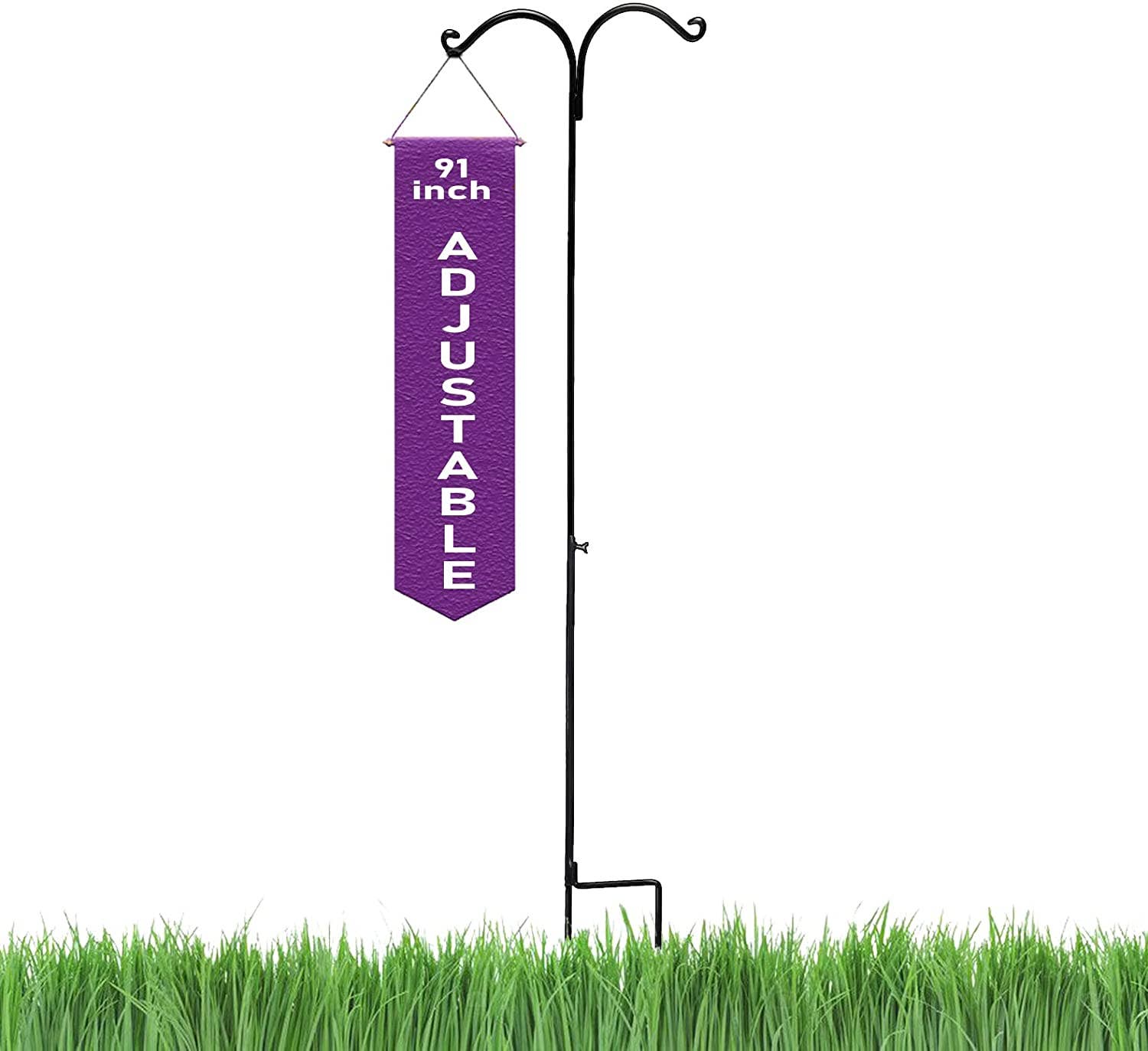 Ashman Online - Wholesale Outdoor Ornament/Decor - Ashman 91 Inch Adjustable Shepherds Hook with Twin Hooks 5/84