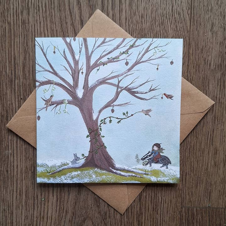 Nature decorating the tree greetings card for wholesale by LYDIAMAE